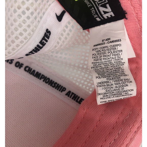 Vintage Nike Snapback Truckers Hat Mesh Back Block Letters Pink Cap #56323 Nice - Picture 11 of 12